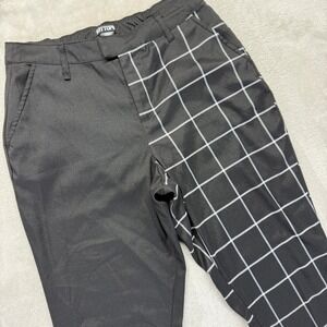 Hot Topic Pants Womens Medium Split Leg Grid Half Elastic Waist Black White Punk